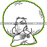 Beautiful Woman Black And White Design Round Earrings Afro Puff Hairstyle Melanin Popping Face Charming Logo Hustle Skillz SVG PNG JPG Vector Cut Files Silhouette Cricut