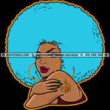 Melanin Woman Round Earrings Afro Puff Blue Hairstyle Popping Face Charming Logo Hustle Skillz SVG PNG JPG Vector Cut Files Silhouette Cricut