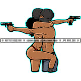 Sexy Melanin Couple Hugging each Other Naked Bodies Soulmates Love Relationship Man and Woman Gun Protection Weapon Pistol Wearing Face Mask Logo Hustle Skillz SVG PNG JPG Vector Cut Files Silhouette Cricut