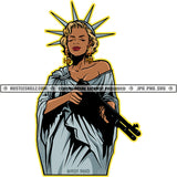 Liberty Statue Melanin Woman Power Holding Gun Hustle Earing Logo Hustle Skillz SVG PNG JPG Vector Cut Files Silhouette Cricut