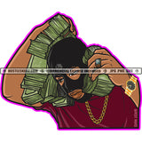 Hustle Gangster Man Ski Mask Money Stacks Gold Watch Chain Ring Grind Hustler Logo Hustle Skillz SVG PNG JPG Vector Cut Files Silhouette Cricut