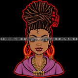 African American Woman Dreadlocks Hairstyle Round Earrings Classy Lady Gold Chain Logo Hustle Skillz SVG PNG JPG Vector Cut Files Silhouette Cricut