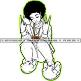 Nubian Woman Black And White Design Afro Puff Hairstyle Hoody Showing Finger Ring Gold Chain Hustler Earring Teddy Logo Hustle Skillz SVG PNG JPG Vector Cut Files Silhouette Cricut