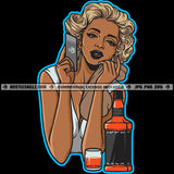 Melanin Woman Element Wine Bottle Glass Hustler Phone Black Girl Logo Hustle Skillz SVG PNG JPG Vector Cut Files Silhouette Cricut