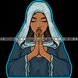 Melanin Woman Hands Praying Pray Faith Hope God Catholic Logo Hustle Skillz SVG PNG JPG Vector Cut Files Silhouette Cricut