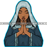 Melanin Woman Hands Praying Pray Faith Hope God Catholic Logo Hustle Skillz SVG PNG JPG Vector Cut Files Silhouette Cricut