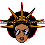 African American Lady Statue Liberty Sunglass Gun Afro Hairstyle Hustler Logo Hustle Skillz SVG PNG JPG Vector Cut Files Silhouette Cricut