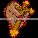 Praying Melanin Woman Hands Hustler Cross Symbol Catholic Christian Religion Illustration Logo Hustle Skillz SVG PNG JPG Vector Cut Files Silhouette Cricut