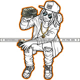 Gangsta Young Man Black And White Design Hoodie Baseball Cap Hat Jeans Cash Thug Bank Art Grind Hustling Hustler Gold Chain Logo Hustle Skillz SVG PNG JPG Vector Cut Files Silhouette Cricut