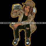 Gangsta Young Man Hoodie Baseball Cap Hat Jeans Cash Thug Bank Art Grind Hustling Hustler Logo Hustle Skillz SVG PNG JPG Vector Cut Files Silhouette Cricut