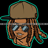 Gangsta Young Man Locs Dreads Hair Sunglass Baseball Cap Hat Art Grind Hustling Hustler Logo Hustle Skillz SVG PNG JPG Vector Cut Files Silhouette Cricut