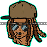 Gangsta Young Man Locs Dreads Hair Sunglass Baseball Cap Hat Art Grind Hustling Hustler Logo Hustle Skillz SVG PNG JPG Vector Cut Files Silhouette Cricut