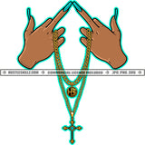 Gold Chain Jewelry Gem Golden Hands Holding Necklace Jewel Bling Hustler Cross Logo Hustle Skillz SVG PNG JPG Vector Cut Files Silhouette Cricut