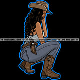 Gangster Sexy Melanin Woman Twerking Long Wave Hairstyle Baseball Cap Hat Grind Hustle Grinding Dope Girl Hustling Hustler Logo Hustle Skillz SVG PNG JPG Vector Cut Files Silhouette Cricut