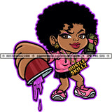 Melanin Woman Afro Puff Hairstyle Purple Juice Cup Cash Money Graphic Cartoon Hustle Skillz SVG PNG JPG Vector Cutting Cricut Silhouette