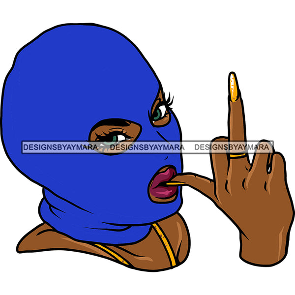 Gangster Pretty Woman Blue Ski Mask Middle Finger Gangsta Dope  Hustling Hustler Logo Hustle Skillz SVG PNG JPG Vector Cut Files Silhouette Cricut