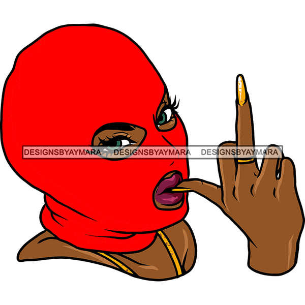 Gangster Pretty Woman Red Ski Mask Middle Finger Gangsta Dope  Hustling Hustler Logo Hustle Skillz SVG PNG JPG Vector Cut Files Silhouette Cricut