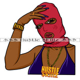 Gangster Woman Wearing Ski Mask Gold Chain Gangsta Ghetto Dope Street Girl Hustle Skillz Dope Hustler Hustling Designs For Products SVG PNG JPG EPS Cut Cutting