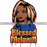 Blessed Melanin Woman Fit Figure Sexy Gray Hairstyle Gold Earring Dripping Logo Hustle Skillz SVG PNG JPG Vector Cut Files Silhouette Cricut