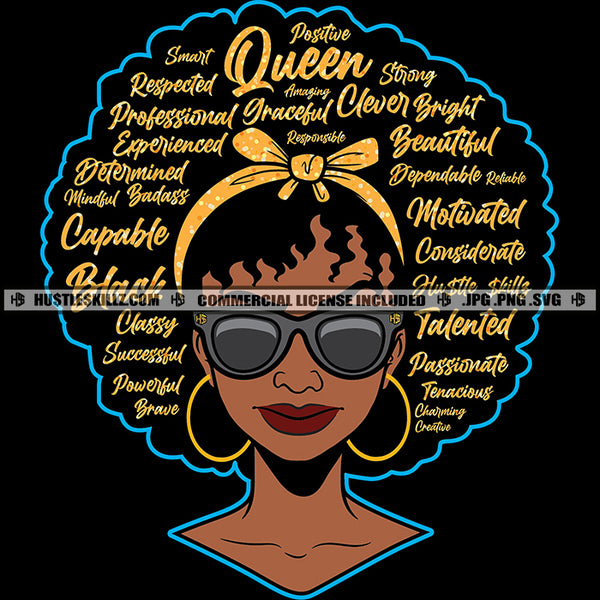 Afro Woman Life Quotes Queen Gorgeous African American Melanin Popping Black Girl Magic Afro Logo Hustle Skillz SVG PNG JPG Vector Cut Files Silhouette Cricut