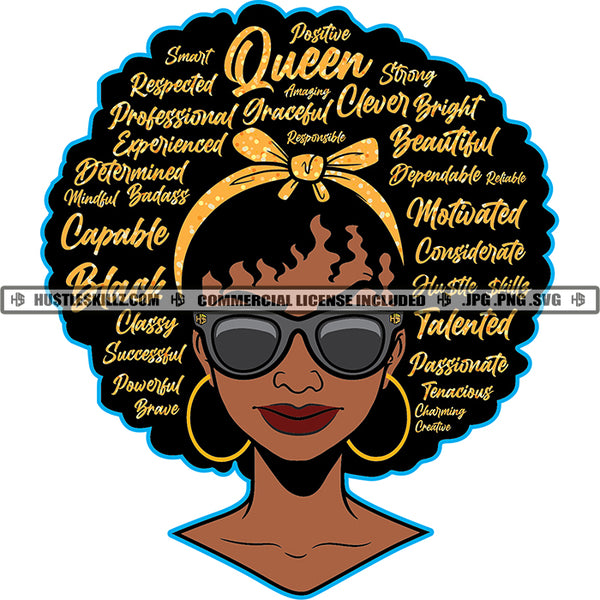 Afro Woman Life Quotes Queen Gorgeous African American Melanin Popping Black Girl Magic Afro Logo Hustle Skillz SVG PNG JPG Vector Cut Files Silhouette Cricut