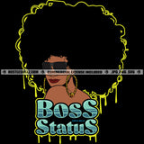 Boss Status Melanin Afro Woman Red Lips Nubian Afro Puff Hairstyle Boss Lady Sunglass Dripping Logo Hustle Skillz SVG PNG JPG Vector Cut Files Silhouette Cricut