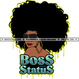 Boss Status Melanin Afro Woman Red Lips Nubian Afro Puff Hairstyle Boss Lady Sunglass Dripping Logo Hustle Skillz SVG PNG JPG Vector Cut Files Silhouette Cricut