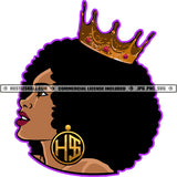 Melanin Woman Queen Hustler Earring Afro Puff Hairstyle Black Girl Magic African American Lady Logo Hustle Skillz SVG PNG JPG Vector Cut Files Silhouette Cricut