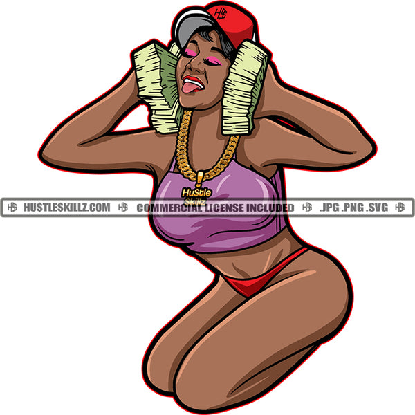 Ghetto Street Girl Money Stacks Phone Bragging Hustler Gangster Logo Hustle Skillz SVG PNG JPG Vector Cut  Files Silhouette Cricut