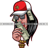 Gangsta Ghetto Street Girl Licking Money Baseball hat Hustler Gangster Logo Hustle Skillz SVG PNG JPG Vector Cut  Files Silhouette Cricut