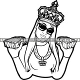 Gangster Queen Money Stacks Hustler Grind Logos Black And White Designs Hustle Skillz SVG PNG JPG Vector Cutting Files Silhouette Cricut