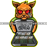 Gangster Scarface Cat Character Smoking Blunt Hustle Addicts Red Eyes Money Case Gun Cannabis Smoking Blunt Marijuana Weed leaf Logo Hustle Skillz SVG PNG JPG Vector Cut Files Silhouette Cricut