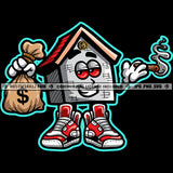 House Money Bags Ghetto Trap Plug Street Swag Gangster Cartoon Character Grind Cannabis Smoking Blunt Marijuana Weed leaf Logo Hustle Skillz SVG PNG JPG Vector Cut Files Silhouette Cricut