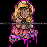 Melanin Diva Blonde Hair Sexy Woman Boss Girl Diamond Chain Dripping Hustler Hustle Skillz SVG PNG JPG Vector Cutting Cricut Silhouette