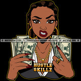 Gangster Woman Lola Carrying Money Hustler Logo Hustle Skillz SVG PNG JPG Vector Cut  Files Silhouette Cricut