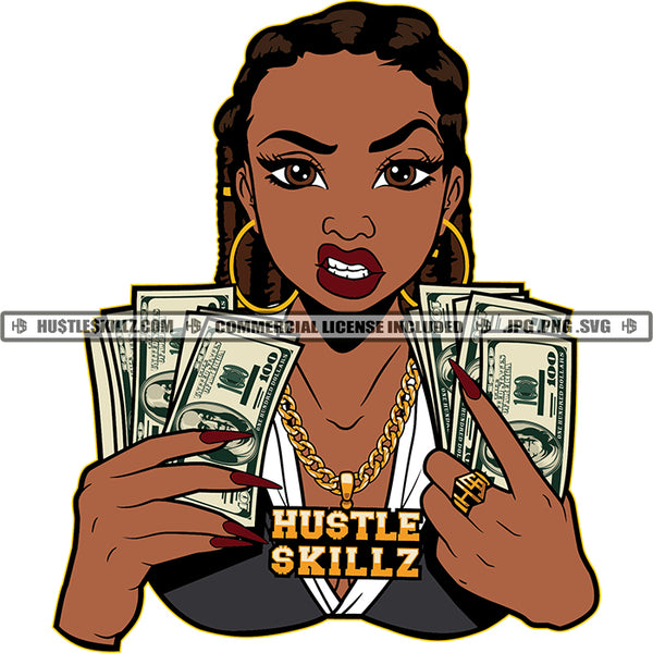Gangster Woman Lola Carrying Money Hustler Logo Hustle Skillz SVG PNG JPG Vector Cut  Files Silhouette Cricut