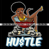 Sexy Hustler Betty Afro Melanin Martini Glass Smoking Money Cash Hustle Skillz Dope Hustling Designs For Products SVG PNG JPG EPS Cut Cutting