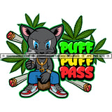 Puff Puff Pass Gangster Mouse Leaves Cannabis Smoking Blunt Marijuana Weed leaf Plants Smoke Cigar Smoking Sneakers Hustler Logo Hustle Skillz SVG PNG JPG Vector Cut Files Silhouette Cricut