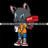 Cat Drinking Purple Drink Money Gun Money Cash Hustle Skillz Dope Hustler Hustling Designs For Products SVG PNG JPG EPS Cut Cutting