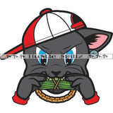 Gangster Cat Eating Money Stack Baseball Cap Cash Hustle Skillz Dope Hustler Hustling Designs For Products SVG PNG JPG EPS Cut Cutting