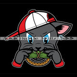 Gangster Cat Eating Money Stack Baseball Cap Cash Hustle Skillz Dope Hustler Hustling Designs For Products SVG PNG JPG EPS Cut Cutting