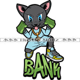 Bank Gangster Cat Money Stacks Cash Hustle Skillz Dope Hustler Hustling Designs For Products SVG PNG JPG EPS Cut Cutting