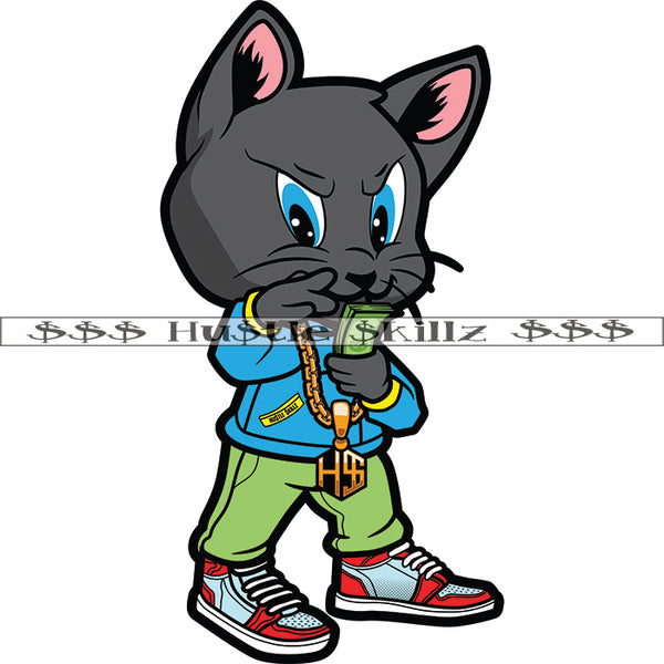 Cat Counting Money Gangster Cash Hustle Skillz Dope Hustler Hustling Designs For Products SVG PNG JPG EPS Cut Cutting