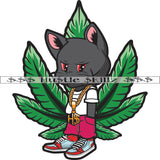 High Cat Weed Leaf Marijuana Cannabis Money Cash Hustle Skillz Dope Hustler Hustling Designs For Products SVG PNG JPG EPS Cut Cutting