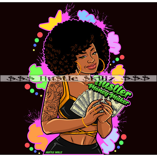 Melanin Hustle Money Maker Cash Grind Grinding Hustle Skillz Dope Hustling Designs For Products SVG PNG JPG EPS Cut Cutting