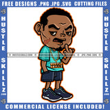 Man Cartoon Character Evil Eyes Middle Finger Gold Chain Icon Grind Hustler Logo Hustle Skillz SVG PNG JPG Vector Cut Files Silhouette Cricut
