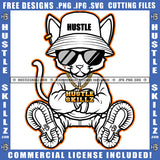 Scarface Gangster Cat Black And White Design Baseball Cap Hat Hustler Gold Chain Earring Sunglass Logo Hustle Skillz SVG PNG JPG Vector Cut Files Silhouette Cricut