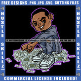 Man Cartoon Character Evil Eyes Grind Hustler Money Dollar Cannabis Blunt Marijuana Weed leaf Logo Hustle Skillz SVG PNG JPG Vector Cut Files Silhouette Cricut