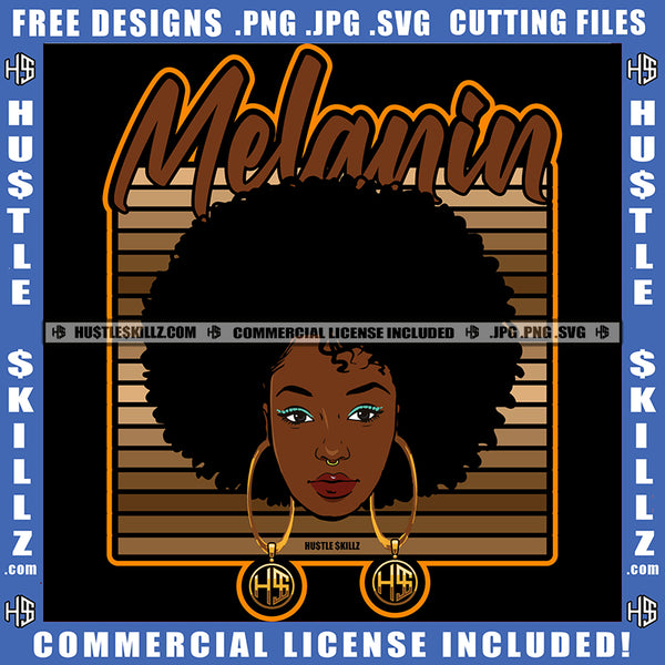 Afro Urban Street Ghetto Girls Babe Hoop Earrings Long Curly Hair Style Woman Logo Hustle Skillz SVG PNG JPG Vector Cut Files Silhouette Cricut