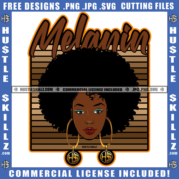 Afro Urban Street Ghetto Girls Babe Hoop Earrings Long Curly Hair Style Woman Logo Hustle Skillz SVG PNG JPG Vector Cut Files Silhouette Cricut